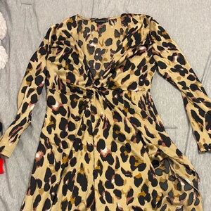 PrettyLittleThing Leopard Print Long Sleeve Madi Dress